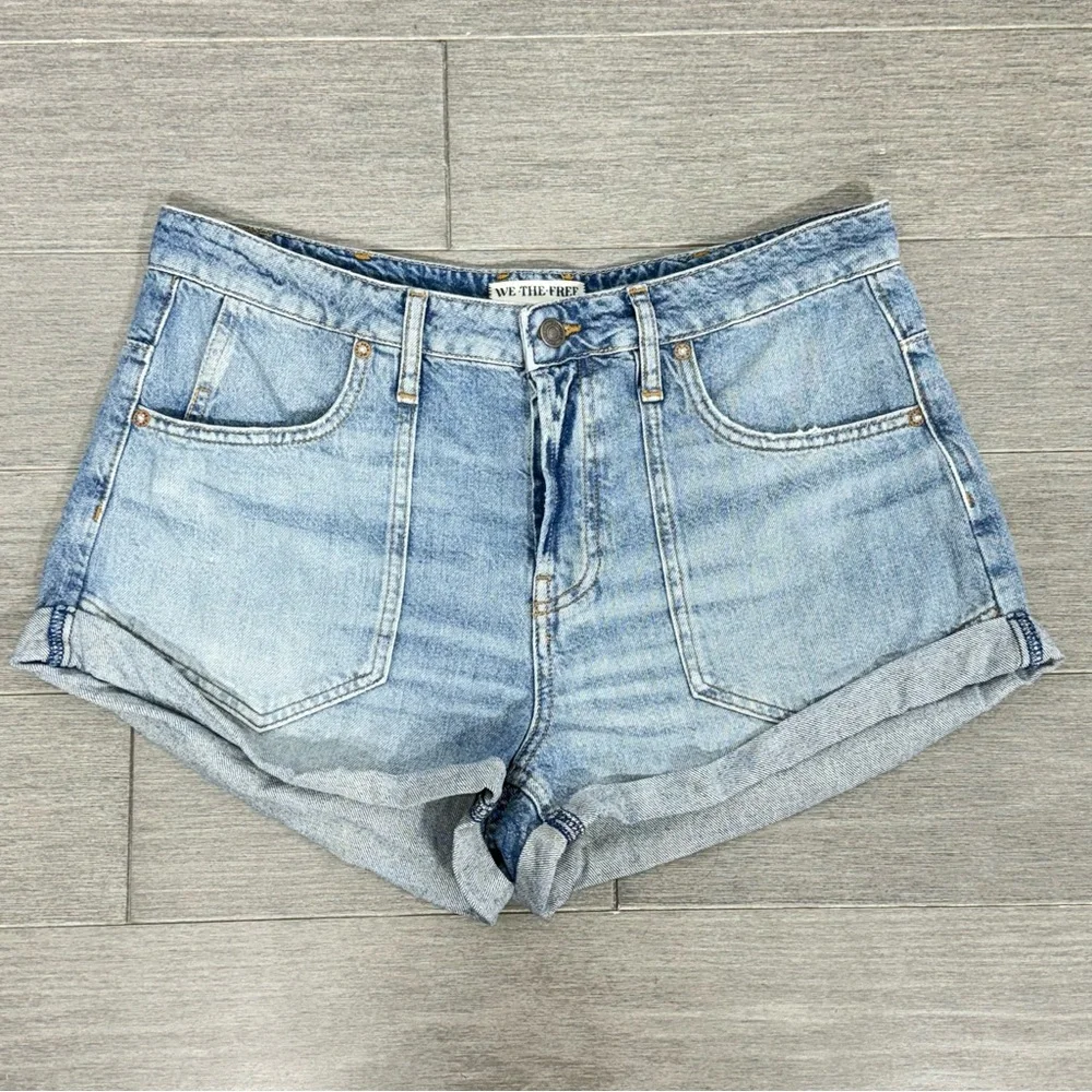 FREE PEOPLE We The Free Beginners Luck Slouch Denim Jean Short Felicity Wash 30